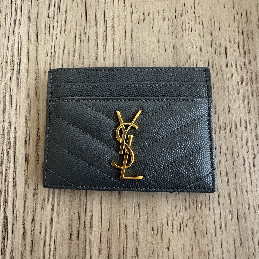 Saint Laurent Black Card Holder with Gold Logo